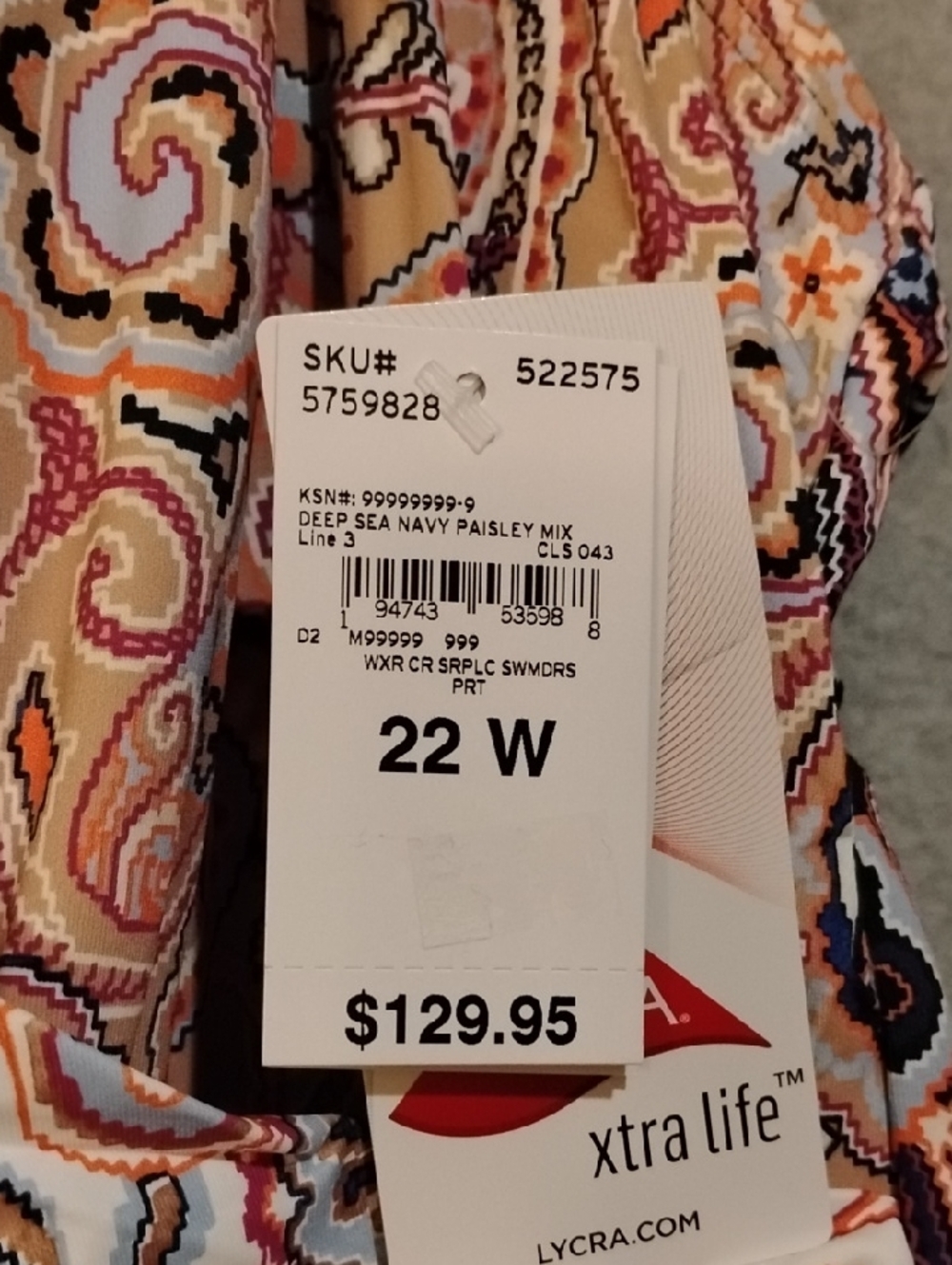Lands' End Paisley One-Piece Swimsuit in Pink, Brown and Cream - Picture 2 of 7